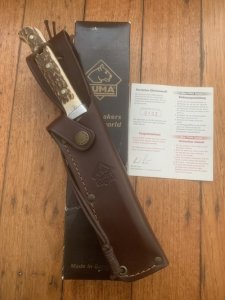 Puma Knife: Puma New 2003 Bowie Handmade Knife with Stag Antler Handle
