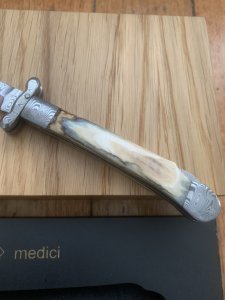 Puma Knife: Puma Medici 2024 Special Limited Edition, Damascus, Mammoth Tooth and Gold Etching in Display Box 0/50