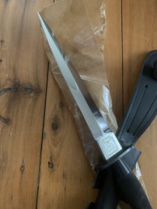 J.NOWILL & SONS  J.ADAMS SHEFFIELD ENGLAND BLACK/SILVER FS COMMANDO KNIFE