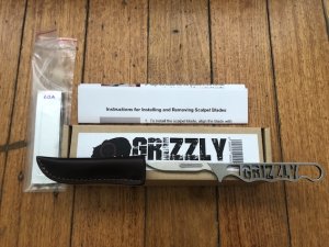 GRIZZLY CAPING KNIFE STAINLESS STEEL LEATHER SHEATH 10X 60A HAVALON BLADES