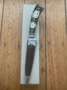 German Knife: 1970'-80's  Integral Jagdnicker Knife with Carved Stag Handle & Sheath