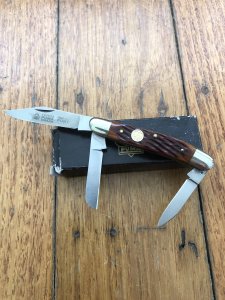 Puma Knife: Puma Original Rare Pony 3 Blade Knife with Red Bone Handle