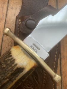 CASE XX USA KODIAK BEAR Knife with Antler Handle and Leather Sheath