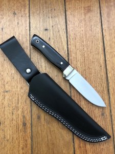 Muela Knife: Muela KODIAK Knife with Black Canvas Micarta Handle & Custom made Sheath