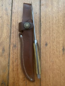 Puma Knife: Puma Vintage Pre-64 USED 3573 Boot Knife with Stag Handle & Custom Sheath