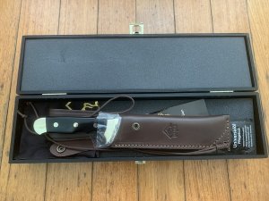 Puma Knife: Puma Rüdemann 40 with Black Micarta Handle in Sheath & Custom Wooden Box