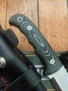 Cudeman Model 148-VC Fixed Blade Cudeman 148VC Bushcraft Knife Green Micarta With Leather Sheath