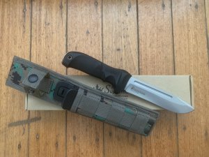 Kizlyar Knife: Kizlyar Original AUS-8 Dominus Part Serrated Blade with Kraton Handle