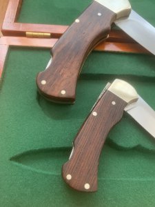Puma Set of 2 - 1987-90 4 Star Rosewood Folding Knife Set in Puma Display Box