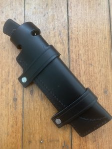 FALLKNIVEN F1 Hunting Knife with Rubberised Handle and Custom Leather Sheath