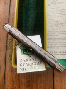 Puma Knife: Puma 1984 Bantam Folding Knife with Stag Antler Handle & Original Green & Yellow Box  #40482