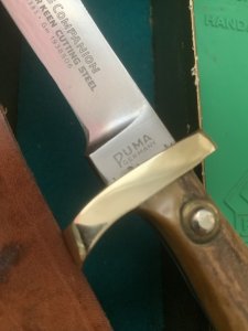 Puma Knife: Puma 11 6385 Original Right 1968 Hand  Trappers Companion in Puma Sheath and Original Box