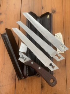 Kershaw Knife: Vintage 1980's KERSHAW KAI CAMP KIT  Japanese 3 Blade Knife Set with Wood Handle & Case