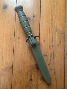 GLOCK Original Austrian Made MILITARY GREEN Saw Back Field Knife with Polymer Scabbard