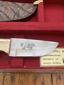 Mackrill Custom Knives 1999 SCI Limited edition African Rosewood & Giraffe Bone Handle #89-100