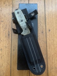 Ontario Ranger Series RAT-3 Plain Edge Blade with Micarta Handle and Nylon Tactical Belt Sheath