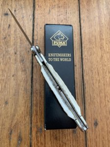 Puma Knife: Puma Rare Large Custom Damascus Medici Lock back Knife with Stag Handle 2003