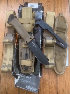 Gerber Model LMF II Drop Point Military Knife in Thigh Sheath & Rope Cutter