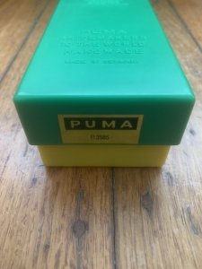 Puma Knife: Puma 1984 ForsterNicker Knife with Stag Handle & Green & Yellow Box #40482