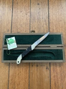 Puma Knife: Puma 1990 Asian Wildlife Collection 'Big Horn Sheep' model SATELITE Folding Knife with Ebony Handle Original Box and matching Warranty #169/200