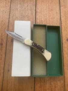 Puma Knife: Puma 1982 Rare model 895 Lord Folding Knife with Stag Handle Original Puma Box #18281