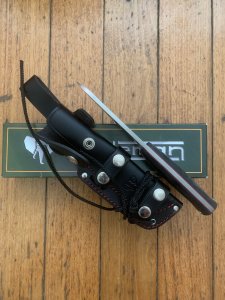 Cudeman Model 206-M Fixed Blade BS-9 Bushcrafter Fixed Blade Knife With Multi-Position Leather Sheath