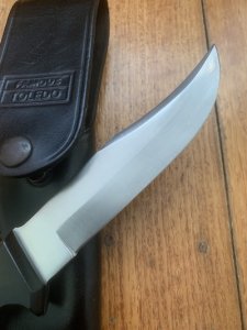 Toledo Australian Made Vintage Bowie Knife in Black Leather Flap Over Sheath