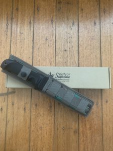 Kizlyar Knife: Kizlyar Original AUS-8 Dominus Part Serrated Blade with Kraton Handle