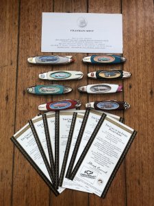 Collection of 8 Franklin Mint Cars of the Fifties Pocket Knives