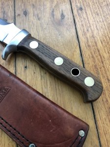 Puma Knife: Puma Original Lightly Used 1977 AUTO-MESSER 6390 White Hunter in original sheath