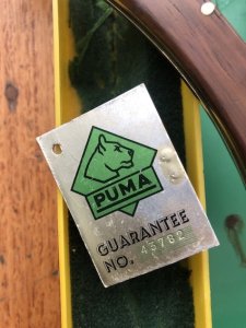Puma Rare model 971 Game Warden 1971 Folding Lock Knife in box Serial Number 43782