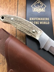 Puma Knife: Puma Hunters Companion with Stag Handle leather sheath Circa 2002-02