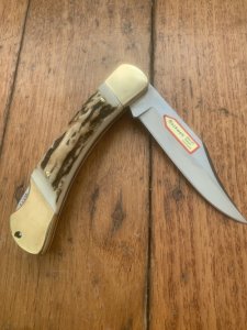 Puma Knife: Puma 1998 Duke Folding Knife with Stag Antler Handle in Pouch