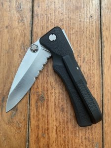 Schrade+ USA SW7 Black Handled Folding Lock Knife
