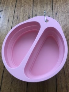 Collapsible Food Grade Silicone Compact Dog Food Bowl or Water Bowl in Pink