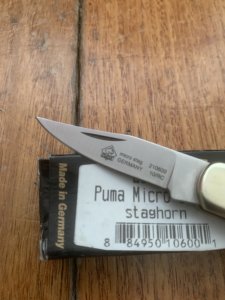Puma Knife: Puma German 2010 Micro Folding Knife with Stag Antler Handle and Box