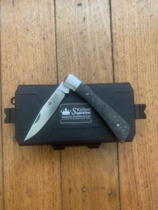 Kizlyar Knife: Russian Kizlyar Supreme Model D2 GENT Folding Knife with Carbon Fibre Handle and Box