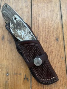 Boker Tree Brand Fixed Blade Twin Piggy Back Set with Stag & Cocobolo Wood Handle & Custom Sheath