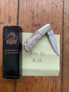 Puma Knife: Puma German 2006-*114 Micro Folding Knife with Stag Antler Handle and Box