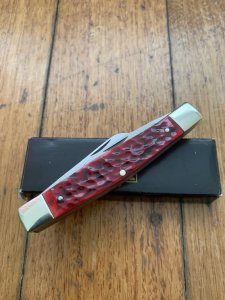 Puma Knife: Puma Original Stockman Knife with Bright Red Jigged Bone Handle Circa 2004