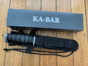 Ka-Bar Knife: Kabar D2 Extreme Eagle Combat Serrated Blade Utility Knife with Cordura Sheath