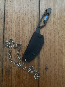 USA Made Nemesis 2-Zero (NK-14) Small Black/Grey Anodised NECK/BOOT KNIFE