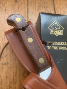 Puma Knife: Puma Rare 1999 Auto White Hunter Knife with Mid Brown sheath and Puma Box
