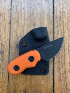 Ontario LB-II Little Bird Knife with Orange Micarta Handle and Black Kydex Tactical Sheath