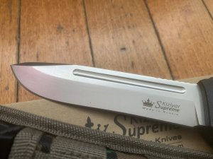 Kizlyar Knife: Kizlyar Original AUS-8 Dominus Part Serrated Blade with Kraton Handle