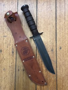 Camillus: Original Camillus NY USA made Marine Corp Combat Knife with Leather Sheath