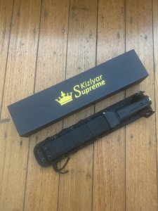 Kizlyar Knife: Kizlyar Original Aggressor D2 Semi-Tanto Blade with Kraton Handle