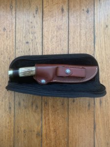 Randall Knives USA: Model 25 5" Trapper knife in Original Sheath & pouch