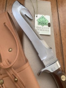 Puma Knife: Puma 1983 rare & original 12 6391 BUND knife in original Sheath, Box, & Warranty Tag