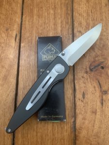Puma Knife: Puma 2002 Handic Black Frame & Light Stag Slab Linerlock Folding Knife